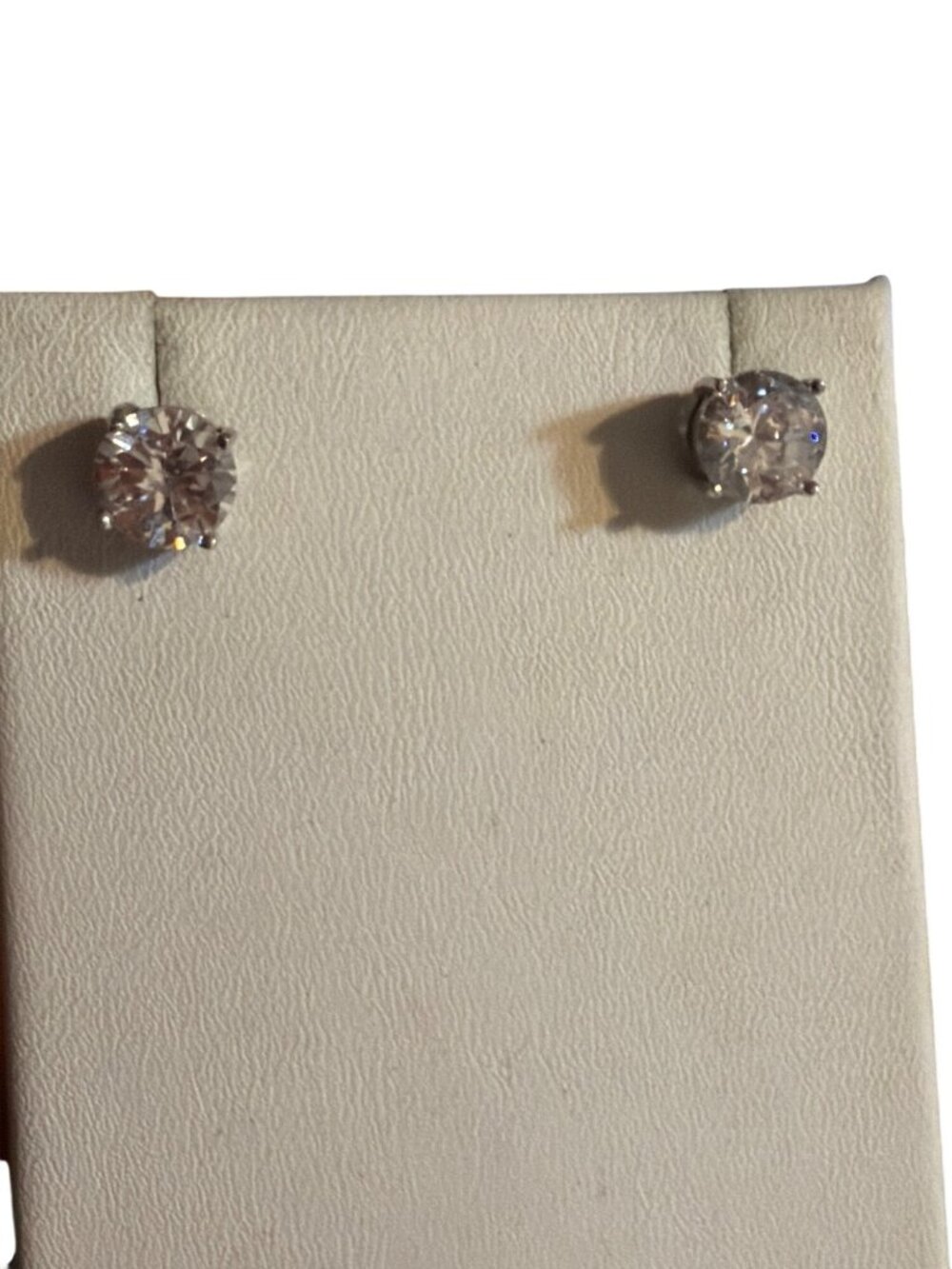 Sterling Silver CZ Stud Earrings Round Stone .25" Classic Pierced Estate 2.73g